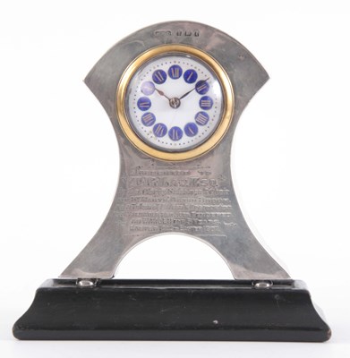 Lot 795 - AN EARLY 20th CENTURY SILVER MANTEL CLOCK with...