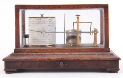 Lot 799 - AN EARLY 20th CENTURY OAK CASED BAROGRAPH...