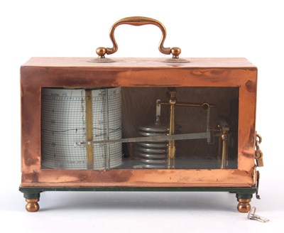 Lot 801 - AN EARLY 20th CENTURY COPPER CASED BAROGRAPH...
