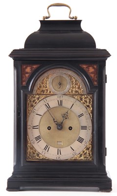 Lot 820 - A GEORGE III EBONISED BRACKET CLOCK SIGNED B....