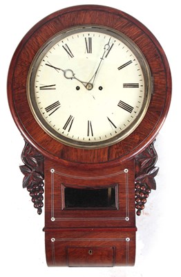Lot 828 - A MID 19th CENTURY ROSEWOOD DOUBLE FUSEE DROP...
