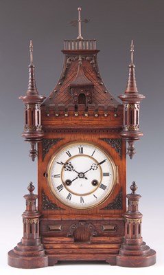 Lot 869 - A LATE 19th CENTURY GERMAN OAK CASED MANTEL...
