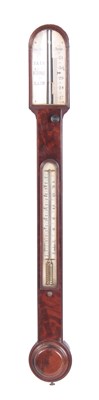 Lot 877 - A 19th CENTURY FIGURED MAHOGANY STICK...