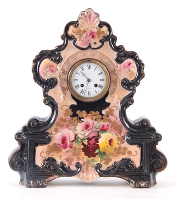 Lot 879 - A LATE 19th CENTURY PORCELAIN MANTEL CLOCK...