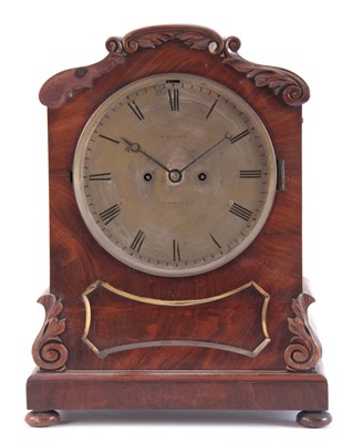 Lot 891 - A 19th CENTURY FIGURED MAHOGANY BRACKET CLOCK...