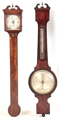 Lot 895 - TWO MAHOGANY EDGE-LINE MERCURY BAROMETERS one...
