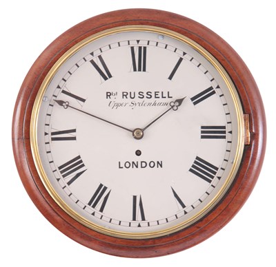 Lot 902 - A MAHOGANY CASED FUSEE WALL CLOCK with a 12"...