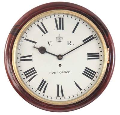 Lot 903 - A MAHOGANY CASED FUSEE WALL CLOCK with a 14"...