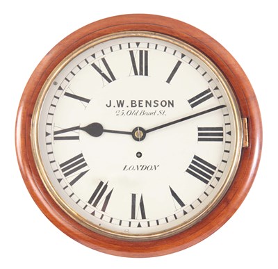 Lot 907 - A MAHOGANY CASED FUSEE WALL CLOCK with a 12"...