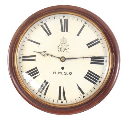 Lot 908 - A MAHOGANY CASED CONVEX DIAL FUSEE WALL CLOCK...