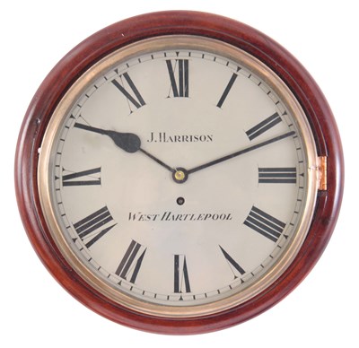 Lot 909 - A MAHOGANY CASED FUSEE WALL CLOCK with a 12"...
