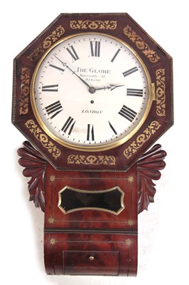 Lot 911 - A REGENCY FLAMED MAHOGANY BRASS INLAID DROP...