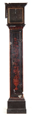 Lot 939 - AN EARLY 18th CENTURY SLIM LACQUERED LONGCASE...