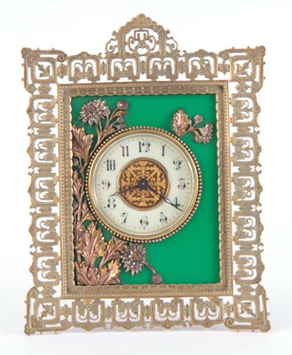Lot 948 - A LATE 19th CENTURY FRENCH BRASS EASEL CLOCK...