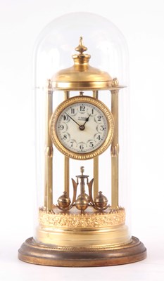 Lot 950 - AN EDWARDIAN BRASS 400 DAY PORTICO STYLE...