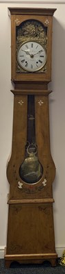 Lot 953 - A FRENCH MORBIER LONGCASE CLOCK the painted...