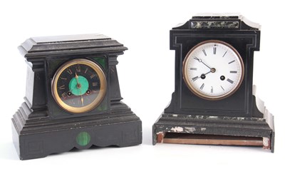Lot 954 - TWO LATE 19TH CENTURY SLATE AND MARBLE MANTEL...