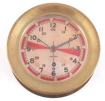 Lot 957 - A WWII CHELSEA RADIO ROOM SHIPS CLOCK having a...