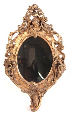 Lot 961 - A 19TH CENTURY GILT GESSO HANGING MIRROR with...