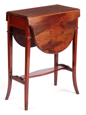 Lot 968 - AN EDWARDIAN INLAID MAHOGANY DROP LEAF...