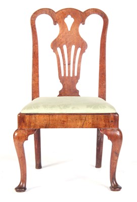 Lot 971 - A MID 18TH CENTURY WALNUT SIDE CHAIR with open...