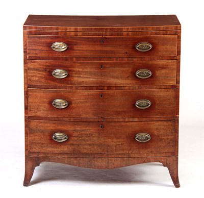 Lot 978 - A LATE GEORGIAN MAHOGANY BOW-FRONT CHEST OF...