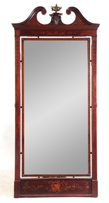 Lot 980 - An EDWARDIAN INLAID MAHOGANY ADAM STYLE MIRROR...