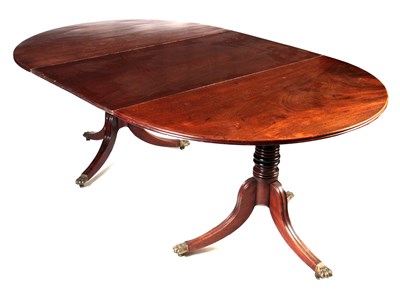 Lot 991 - A GEORGE III MAHOGANY ‘D’ END TWO PILLAR...