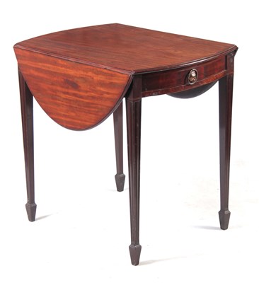 Lot 992 - A GEORGE III FIGURED MAHOGANY OVAL PEMBROKE...